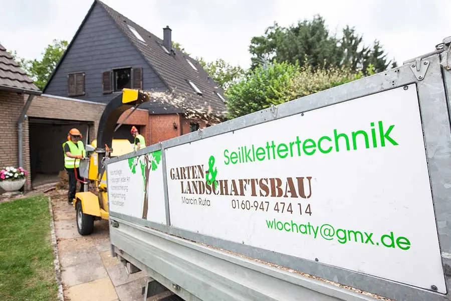 Heckenschnitt und Wurzelfräsen durch Baumpflege Ruta am Niederrhein